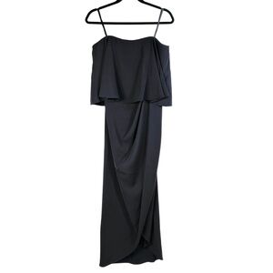 Shona Joy Black Strapless Frill Maxi Dress – Size 12 NWT